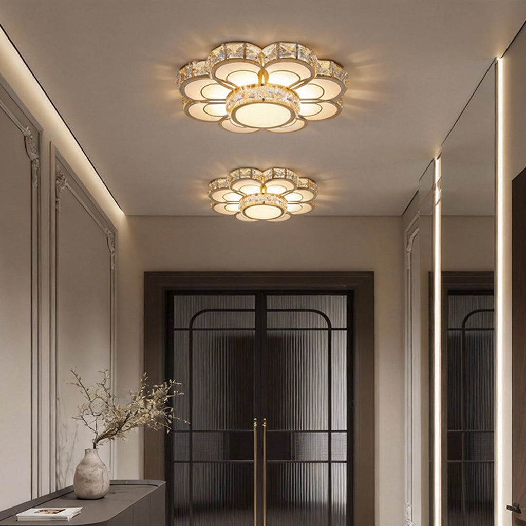 Crystal Electroplated Warm White LED Flush Mount Ceiling Light — Elegant