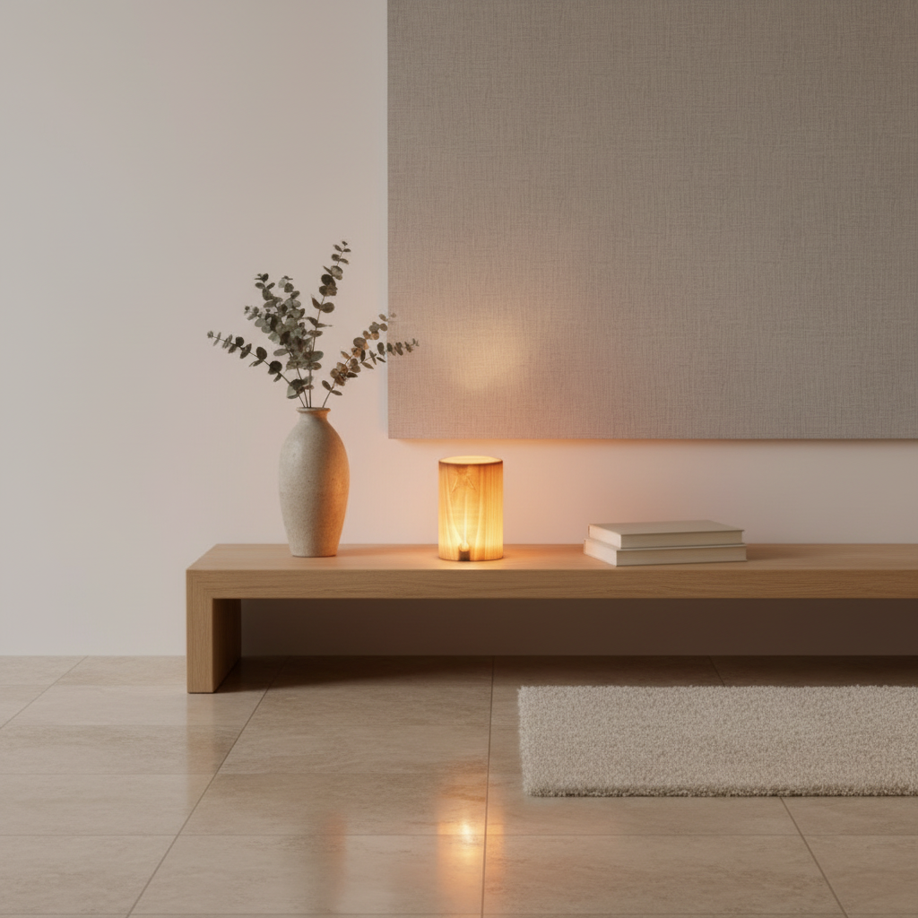 Cylindrical Wood Grain Touch Control Cordless LED Table Lamp — Modern