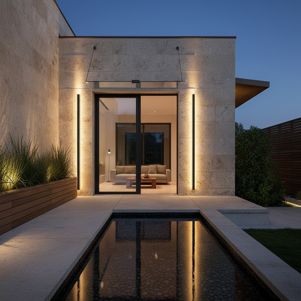 Dimmable Aluminium Linear Outdoor Wall Lamp — IP65 Warm White Sconce