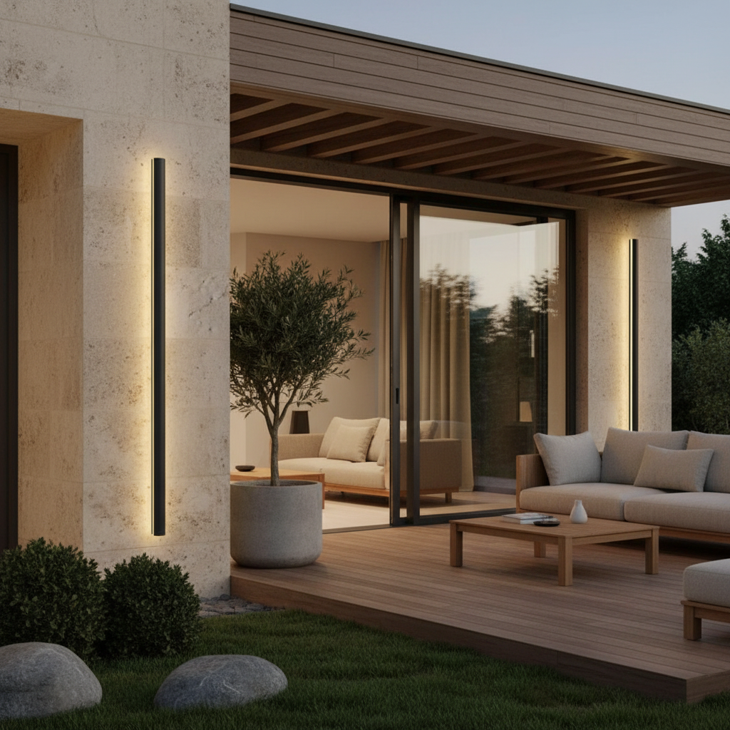 Dimmable Aluminium Linear Outdoor Wall Lamp — IP65 Warm White Sconce