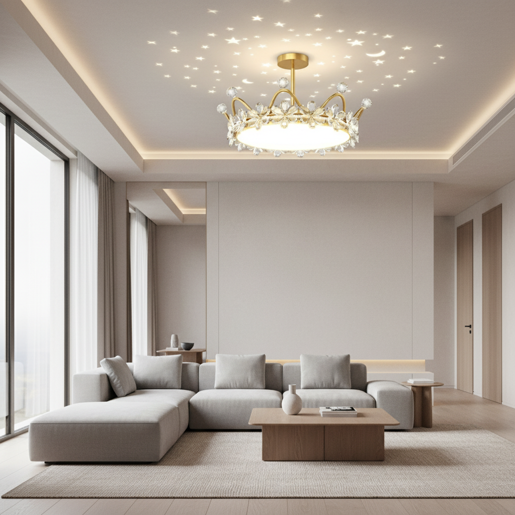 Dimmable Starry Sky LED Flush Mount Ceiling Light — Children's Bedroom