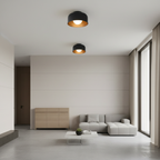 Faux Wood Grain E27 Glass Shade LED Flush Mount Ceiling Light — Modern