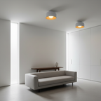 Faux Wood Grain E27 Glass Shade LED Flush Mount Ceiling Light — Modern
