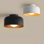 Faux Wood Grain E27 Glass Shade LED Flush Mount Ceiling Light — Modern