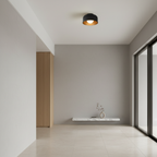 Faux Wood Grain E27 Glass Shade LED Flush Mount Ceiling Light — Modern