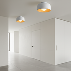 Faux Wood Grain E27 Glass Shade LED Flush Mount Ceiling Light — Modern
