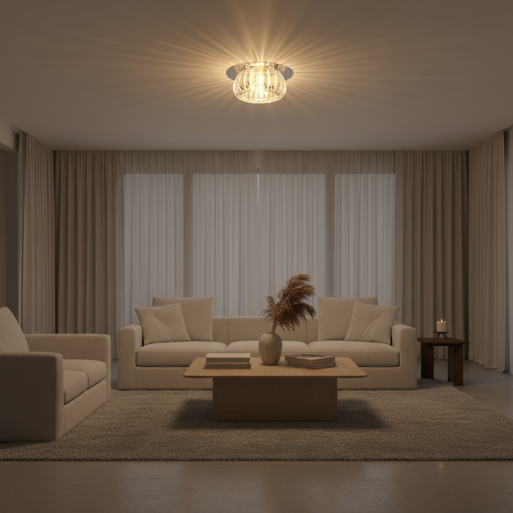 Geometric Crystal Warm White LED Flush Mount Ceiling Light — Elegant
