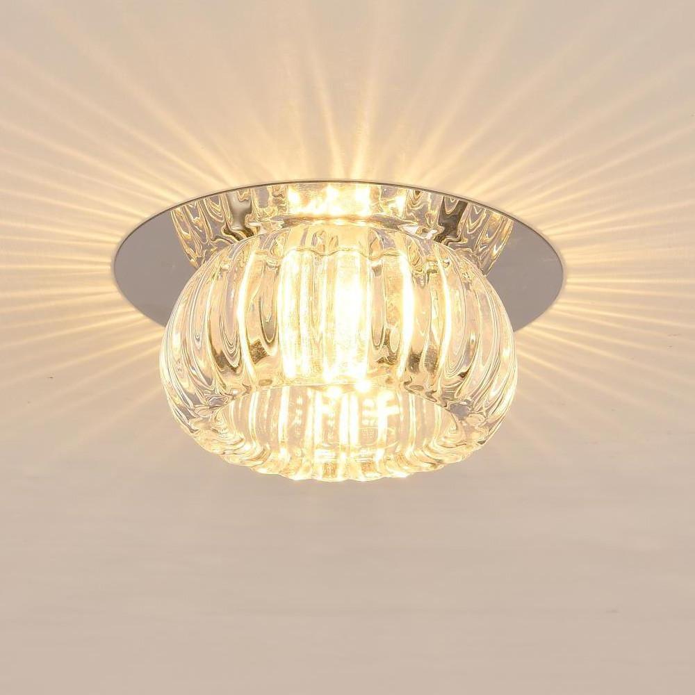 Geometric Crystal Warm White LED Flush Mount Ceiling Light — Elegant