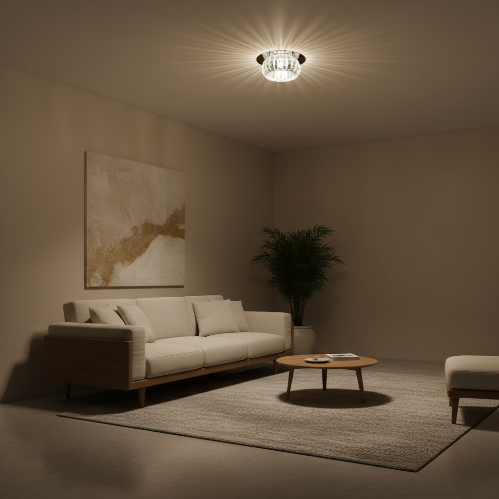Geometric Crystal Warm White LED Flush Mount Ceiling Light — Elegant