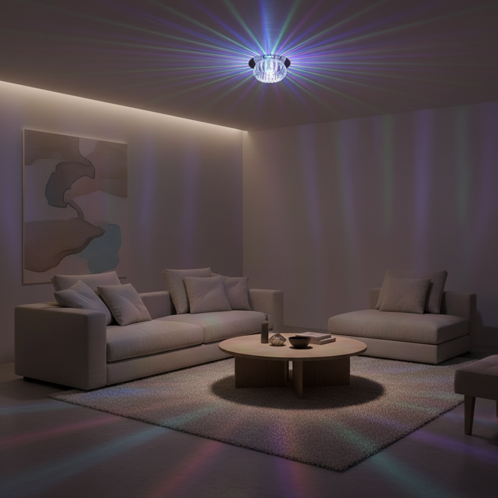 Geometric Crystal Warm White LED Flush Mount Ceiling Light — Elegant