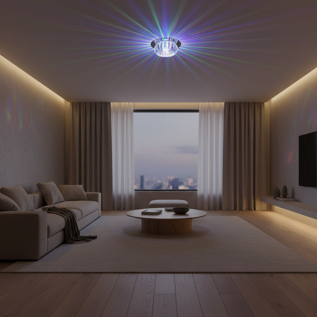 Geometric Crystal Warm White LED Flush Mount Ceiling Light — Elegant