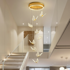 Gold Acrylic Butterfly 3-Light Chandelier — Warm White Dimmable Modern