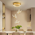 Gold Acrylic Butterfly 3-Light Chandelier — Warm White Dimmable Modern