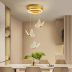 Gold Acrylic Butterfly 3-Light Chandelier — Warm White Dimmable Modern