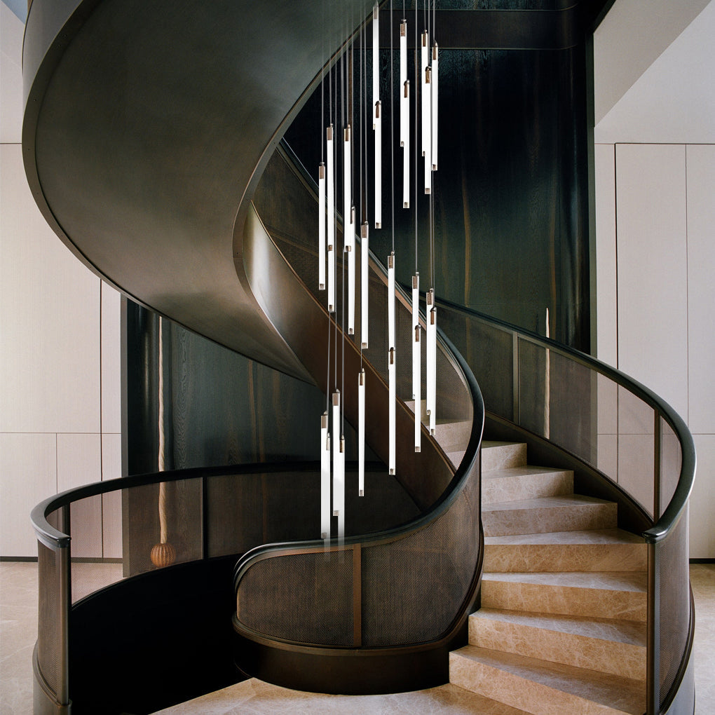 Gold Acrylic Spiral 3-Light Adjustable Chandelier — Contemporary Modern