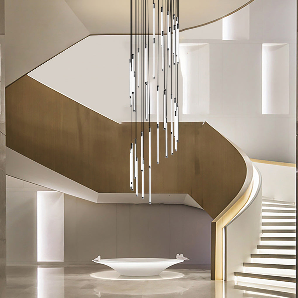 Gold Acrylic Spiral 3-Light Adjustable Chandelier — Contemporary Modern