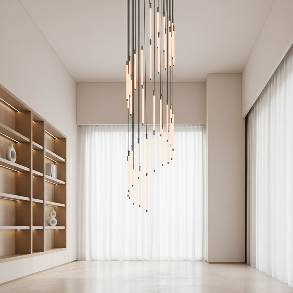 Gold Acrylic Spiral 3-Light Adjustable Chandelier — Contemporary Modern