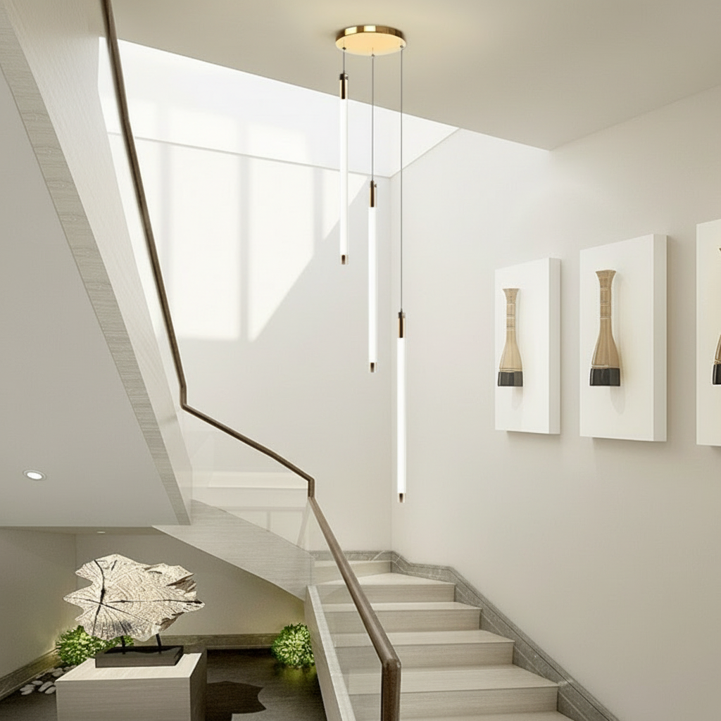 Gold Acrylic Spiral 3-Light Adjustable Chandelier — Contemporary Modern