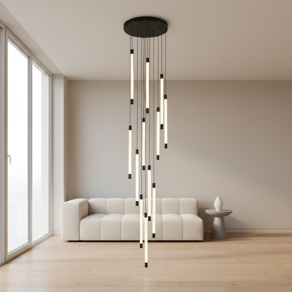 Gold Acrylic Spiral 3-Light Adjustable Chandelier — Contemporary Modern