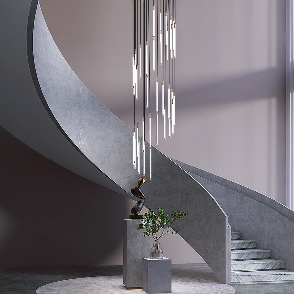 Gold Acrylic Spiral 3-Light Adjustable Chandelier — Contemporary Modern