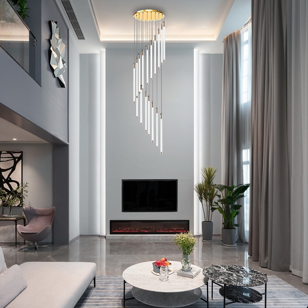 Gold Acrylic Spiral 3-Light Adjustable Chandelier — Contemporary Modern