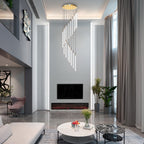Gold Acrylic Spiral 3-Light Adjustable Chandelier — Contemporary Modern