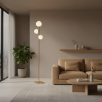Gold Black 3-Light Globe Adjustable Colour Plastic Ball Shade Floor Lamp