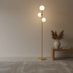 Gold Black 3-Light Globe Adjustable Colour Plastic Ball Shade Floor Lamp
