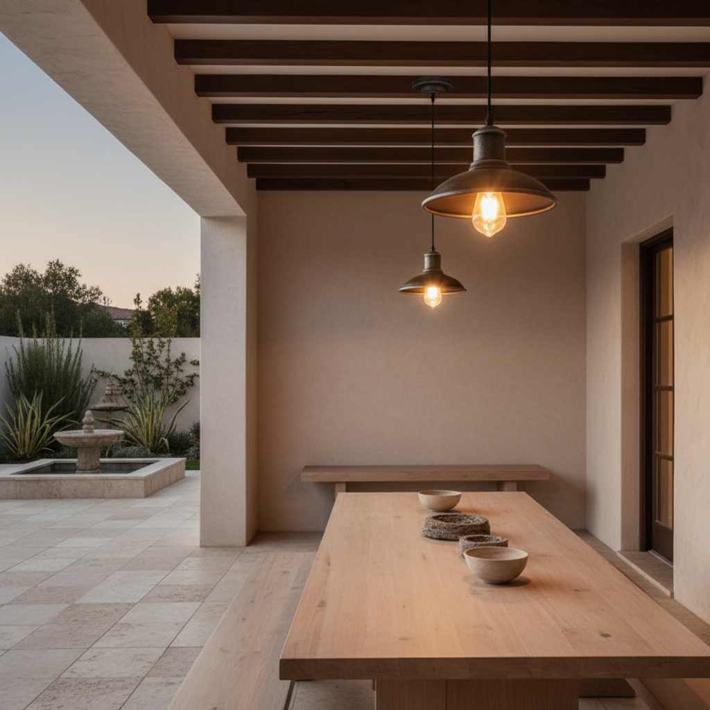 Gold Bronze Industrial Outdoor Pendant Light — E27 Garden Hanging Lamp