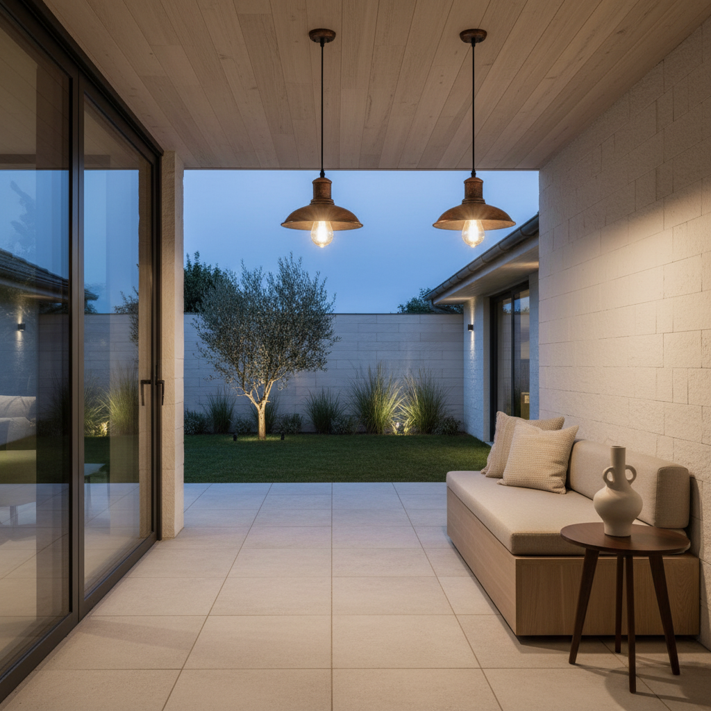 Gold Bronze Industrial Outdoor Pendant Light — E27 Garden Hanging Lamp