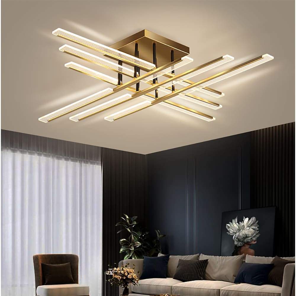 Gold Cross 8-Light 3-Step Dimmable LED Flush Mount Ceiling Light
