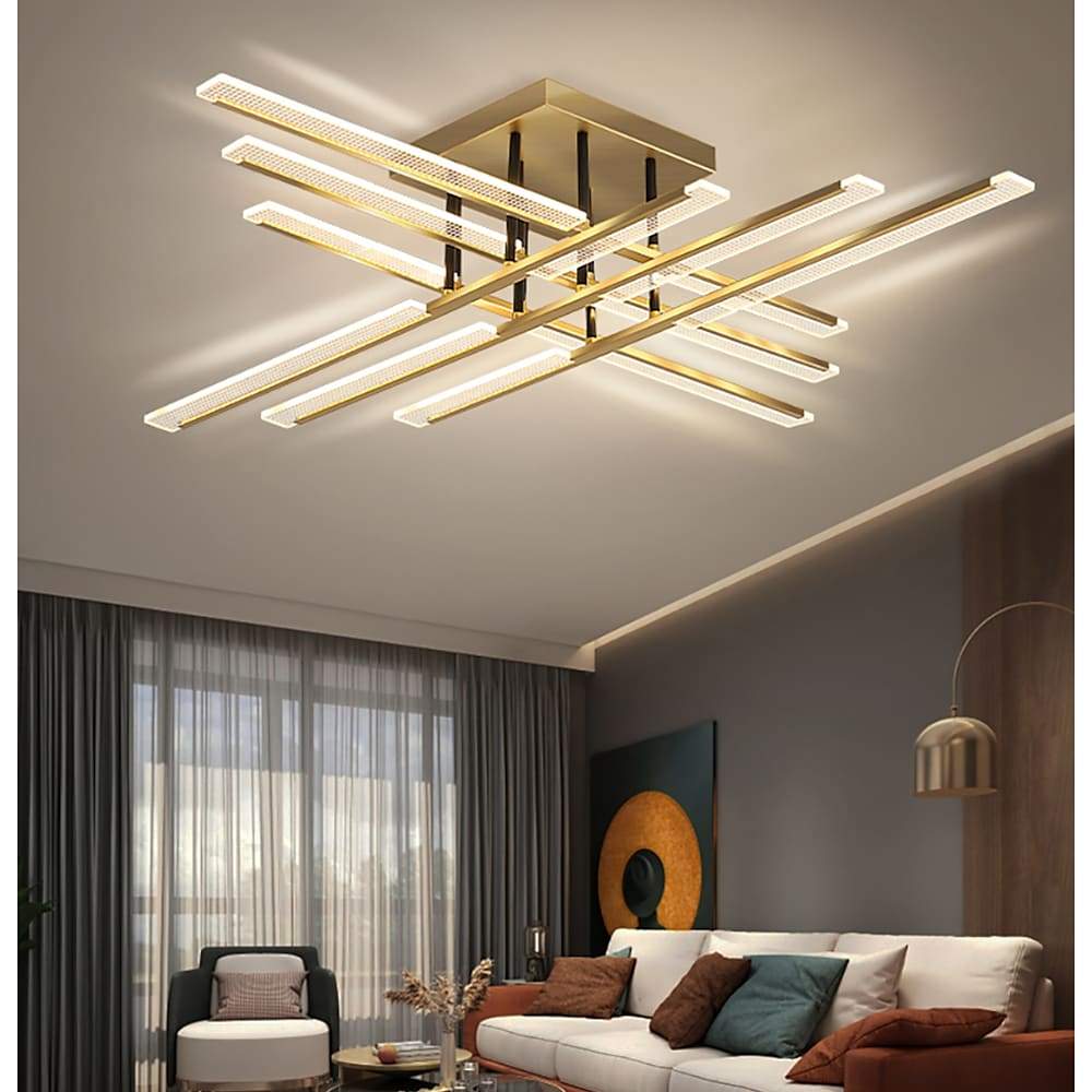 Gold Cross 8-Light 3-Step Dimmable LED Flush Mount Ceiling Light