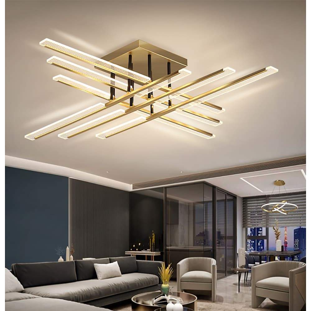 Gold Cross 8-Light 3-Step Dimmable LED Flush Mount Ceiling Light