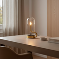 Gold Glass Dome LED Candle Style Battery Operated Cosy Table Lamp