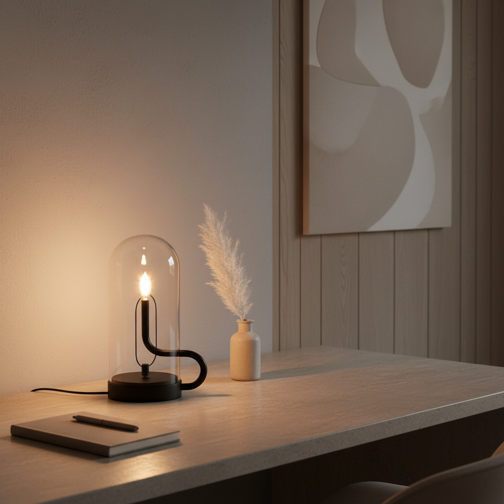 Gold Glass Dome LED Candle Style Battery Operated Cosy Table Lamp