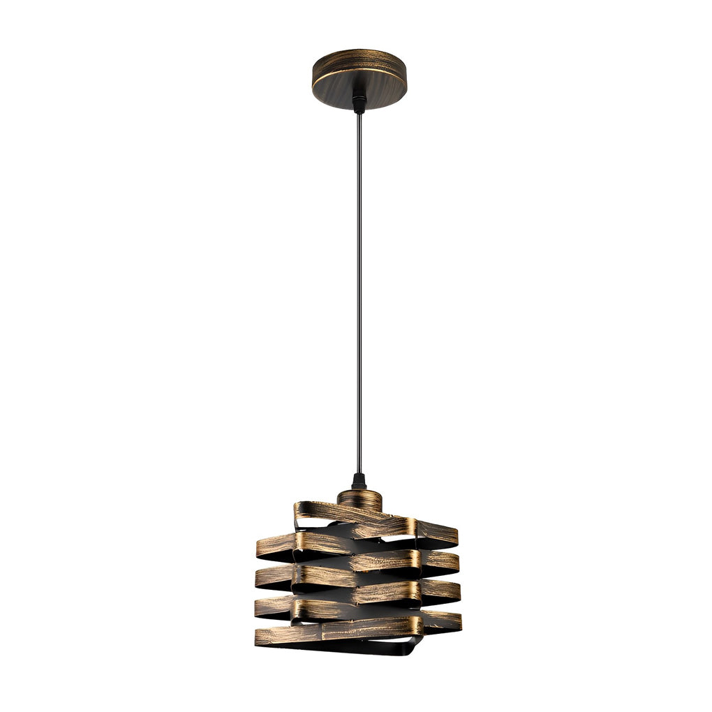 Gold Iron Ribbon E27 Kitchen Pendant Light — Industrial Hardwired Metal
