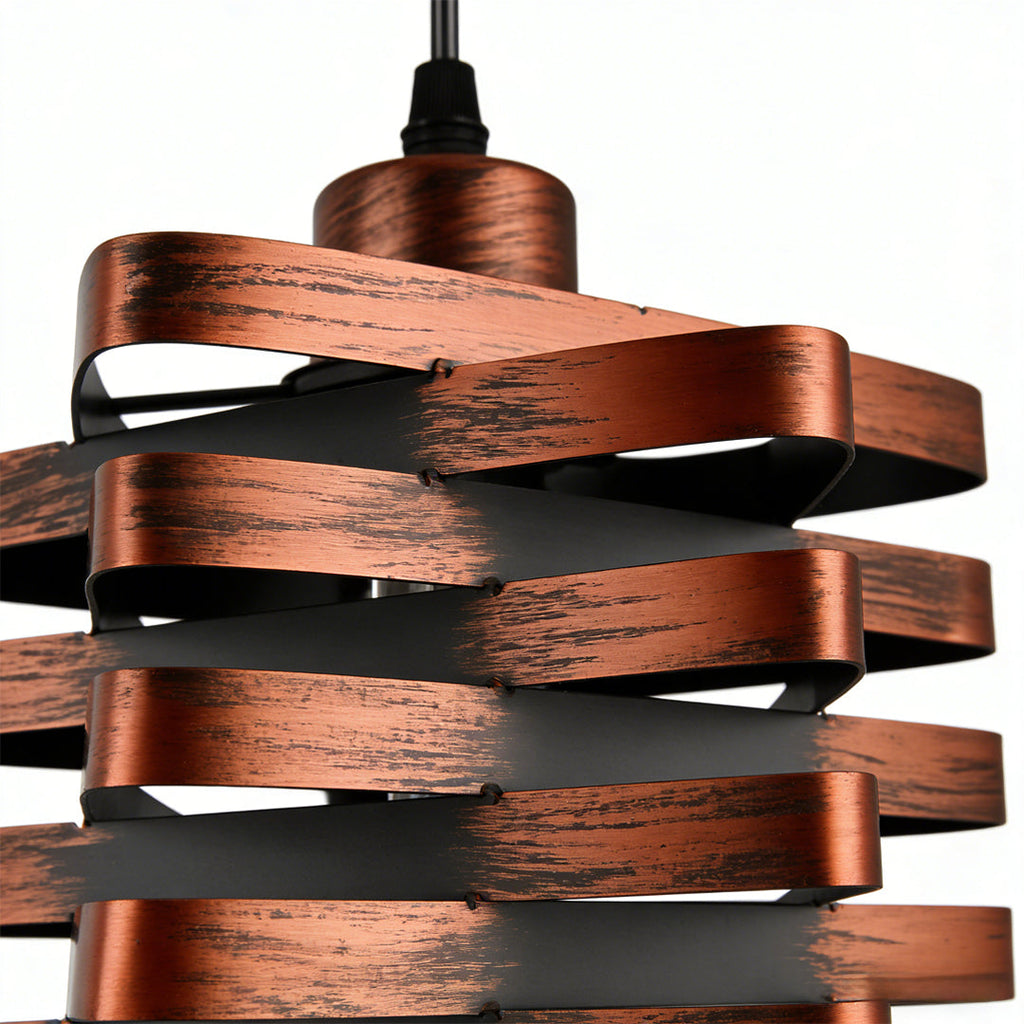 Gold Iron Ribbon E27 Kitchen Pendant Light — Industrial Hardwired Metal