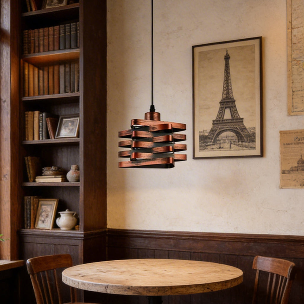Gold Iron Ribbon E27 Kitchen Pendant Light — Industrial Hardwired Metal