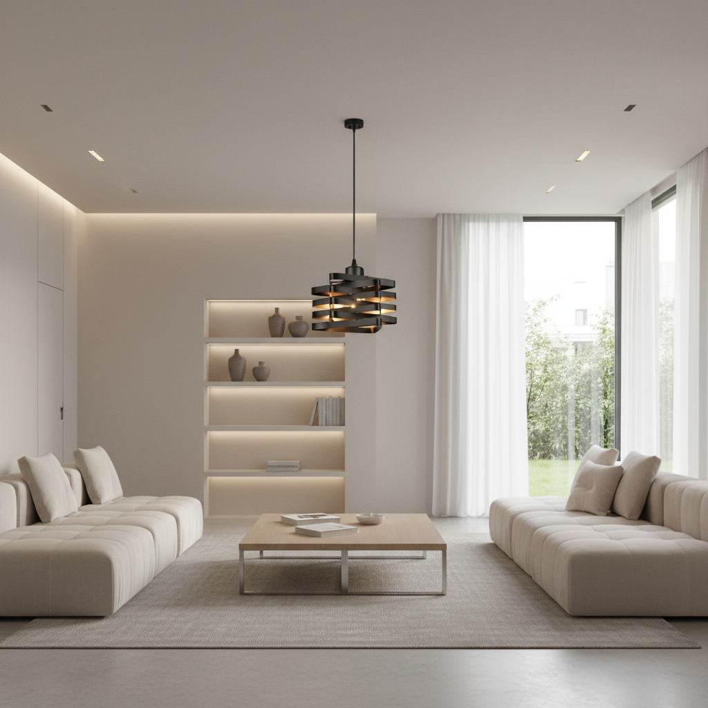 Gold Iron Ribbon E27 Kitchen Pendant Light — Industrial Hardwired Metal