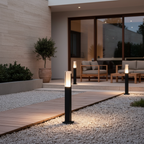 Grey Aluminium Square LED Outdoor Bollard Light — Minimalist Modern