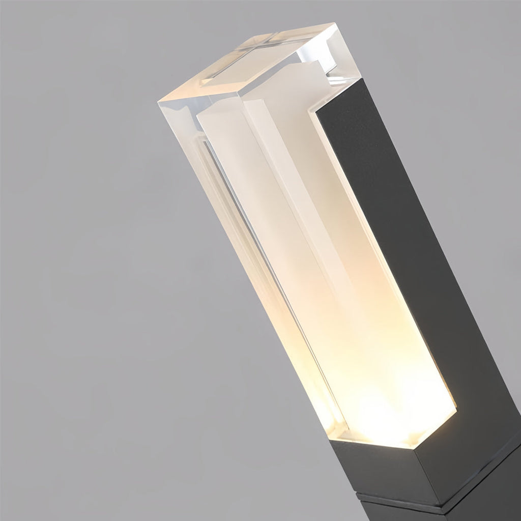 Grey Aluminium Square LED Outdoor Bollard Light — Minimalist Modern