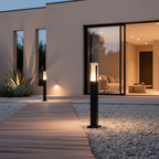 Grey Aluminium Square LED Outdoor Bollard Light — Minimalist Modern