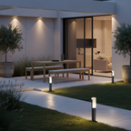 Grey Aluminium Square LED Outdoor Bollard Light — Minimalist Modern