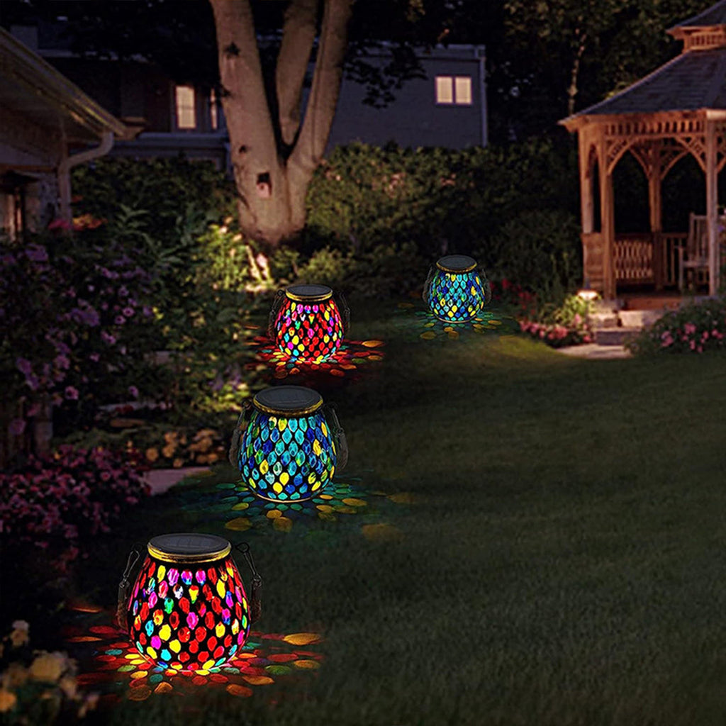 MosaicGlow | Vibrant Handcrafted Solar Glass Outdoor Lantern 3