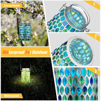 MosaicGlow | Vibrant Handcrafted Solar Glass Outdoor Lantern 8
