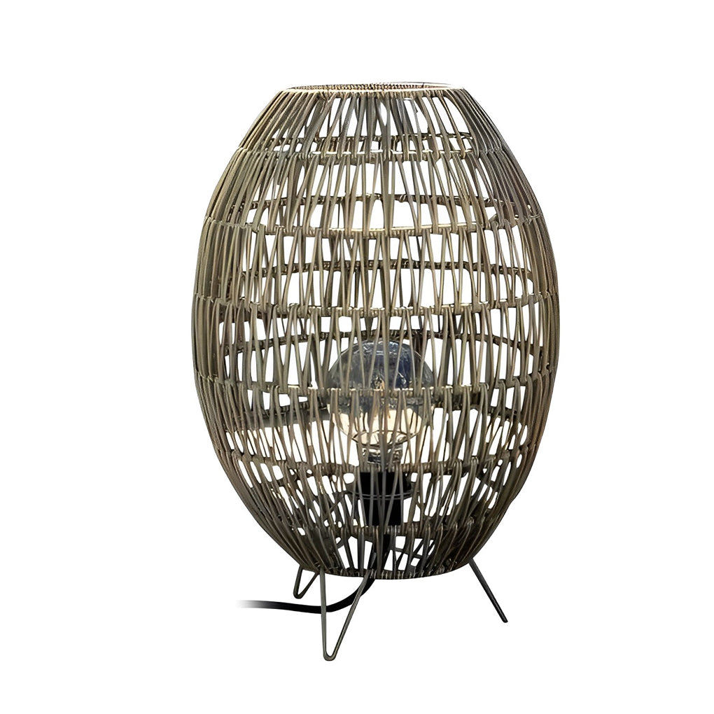 Handmade Rattan Waterproof Outdoor Floor Lamp — Patio Balcony Modern LED