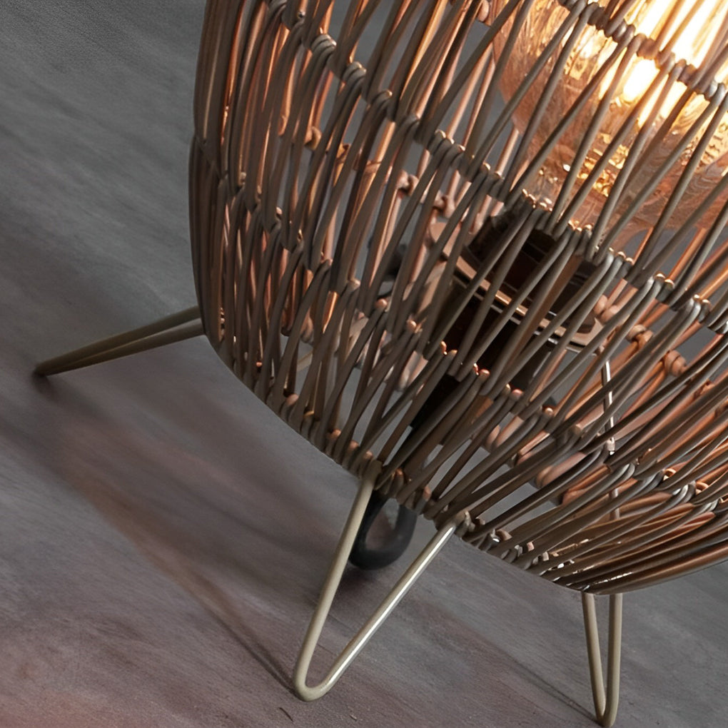 Handmade Rattan Waterproof Outdoor Floor Lamp — Patio Balcony Modern LED