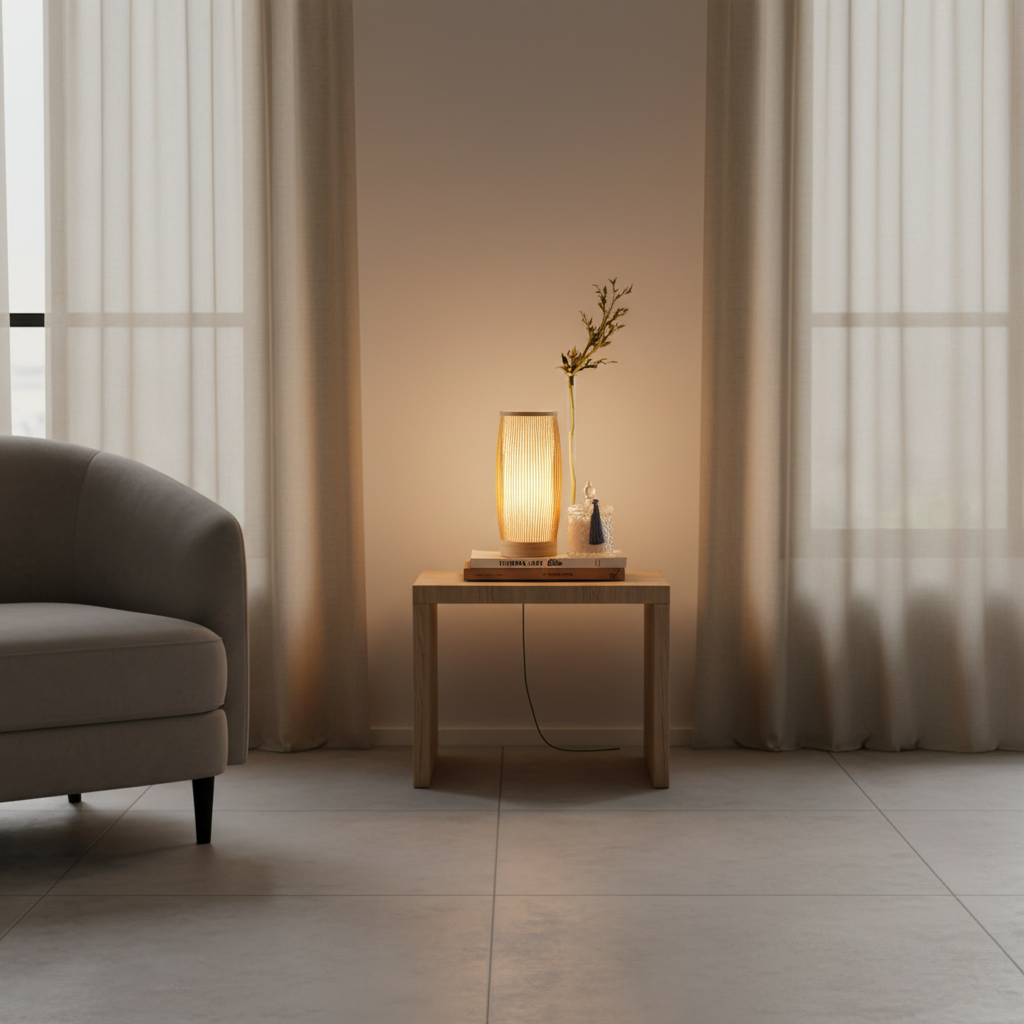 Handwoven Bamboo Japanese Eco Friendly Ambient Bedroom Table Lamp
