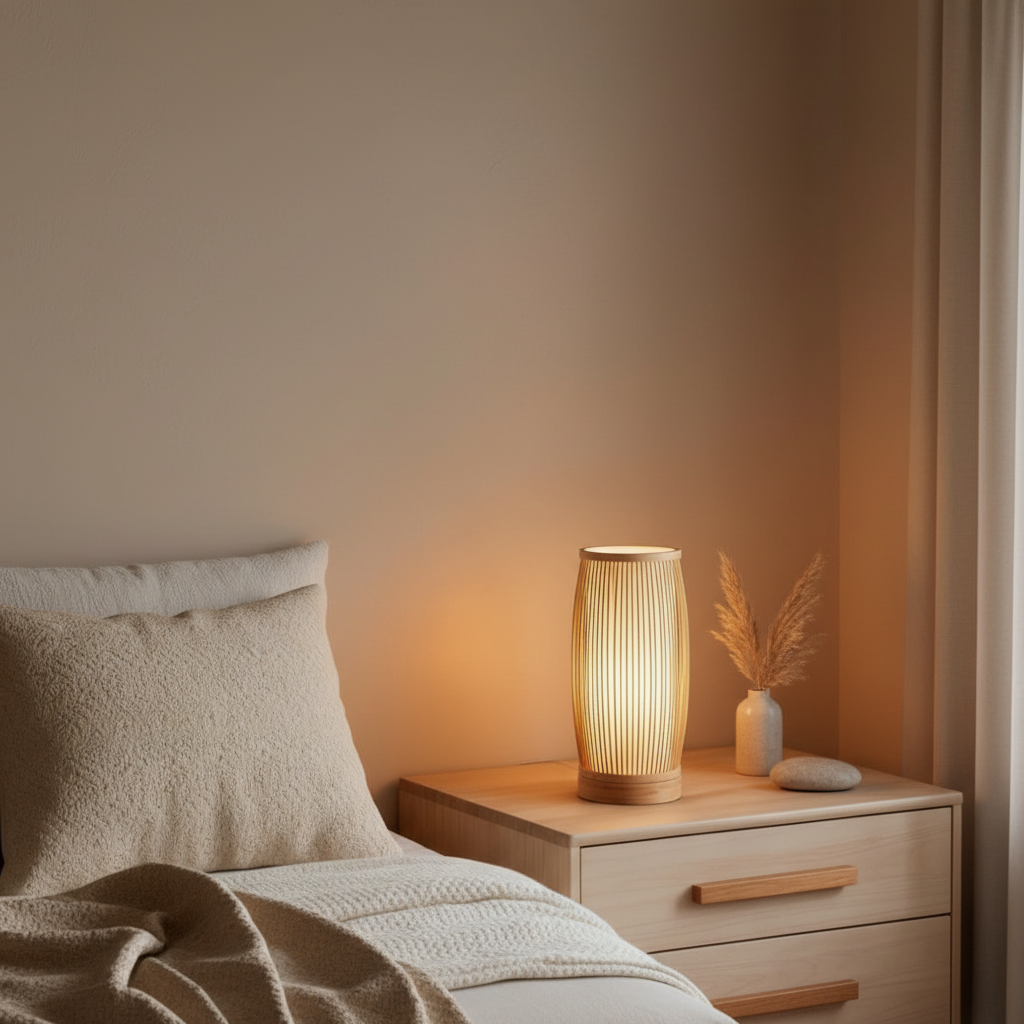 Handwoven Bamboo Japanese Eco Friendly Ambient Bedroom Table Lamp