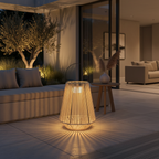 Handwoven Rattan Solar Portable Lantern — Retro Style Warm Ambient
